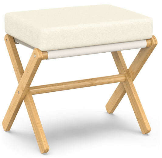 Folding Rectangle Standard Tufted Upholstered Ottoman Stool With Solid Wood Legs