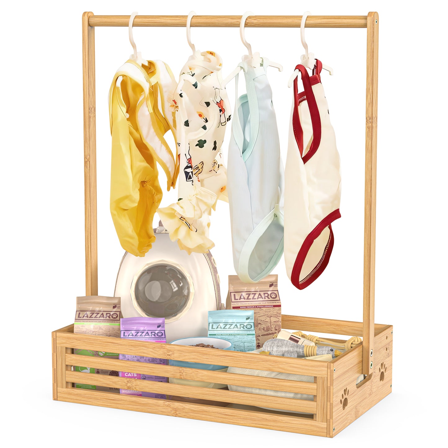 Bamboo Pets Clothes Rack with Storage Box